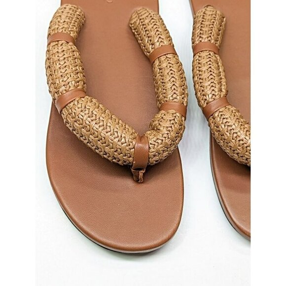 STAUD Women's Raffia Sierra Thong Sandals in Tan Size 37 (MSRP $250) - Picture 7 of 10